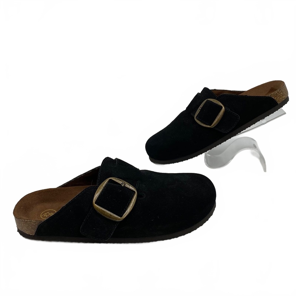 White Mountain Slip-On Suede Mules | Women's 8 | Black